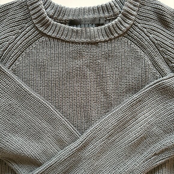 Jenni Kayne Cotton Fisherman Sweater in Grey/Blue sz L - Picture 7 of 7